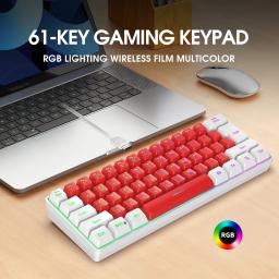 Teclado portátil com fio Gaming, RGB LED Backlit, 61 Key, 60% Gamer, sensação mecânica, Personalização - Image 2