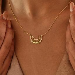 Custom aço inoxidável Dog Tag Colar Pingente, Pet Dog Ear Nome, Cor do ouro, Guarda da família, Jóias, Bonito, Mulheres, Menina, Criança - Image 2