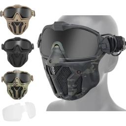 Máscara airsoft óculos destacáveis com ventilador anti-nevoeiro tático paintball máscara protetora facial completa tiro cs máscaras - Image 1