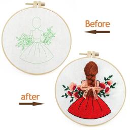 Bordado Kit para Iniciante DIY Wedding Girl Padrão Embroideri Set Artesanato Hobby E Bordado Costura Cross Stitch Hoop - Image 3