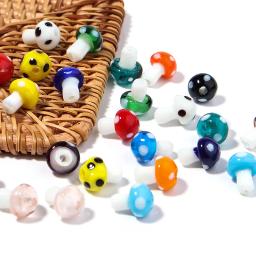 Contas de vidro artesanais coloridas para artesanato DIY, lampwork, bonito, cogumelo, ornamento fazendo, encontrando, 10pcs, lote, 14-20mm - Image 4