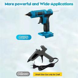 Cordless elétrica Hot Melt pistola de cola, cola em bastão, soldagem Hot Air Gun, Home Artesanato DIY, Makita bateria 18V, 11mm, 100W - Image 5