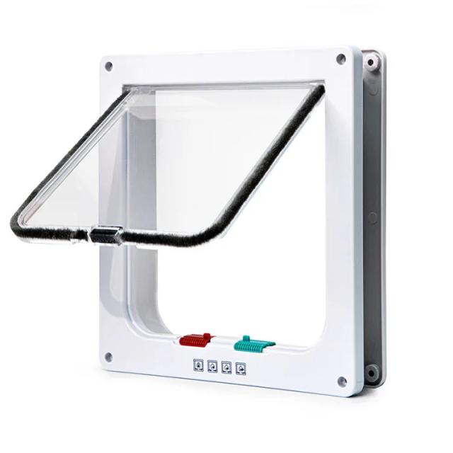 Porta de Plástico ABS Flap para Animais de Estimação com Trava 4 Way - Segurança para Gatos e Cachorros Pequenos