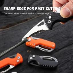 Faca dobrável portátil para acampamento ao ar livre, Express Parcel Knife Cortador de gancho serrilhado inoxidável, Carry-on Survival Tool, Box Opener - Image 1