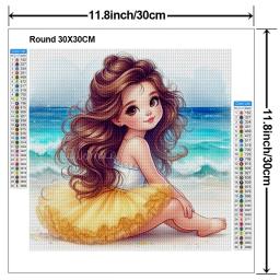 Desenhos animados Diamante Pintura Kit para Meninas, DIY Cruz Bordados, Artesanal Mosaico Arte, Praia Presente, 5D - Image 3