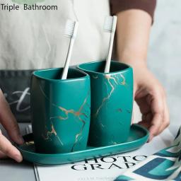 Caneca com copo de cerâmica nórdico, conjunto de presentes, suporte de escova de dentes, armazenamento, caneca para dentes, acessório para banheiro - Image 3