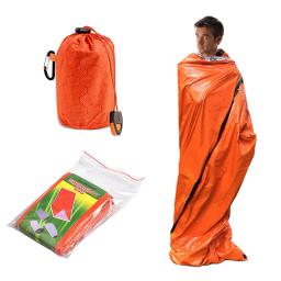 Saco de dormir térmico cobertor de sobrevivência pe filme de alumínio quente à prova de vento à prova d'água saco de dormir de emergência para acampamento ao ar livre - Image 2