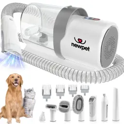 NewPet NP5 Pro Kit de Tosa para Cães Aspirador de pó 99% para pêlos de animais de estimação e aparadores profissionais com 7 ferramentas comprovadas para a tosa de gatos - Image 1