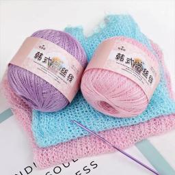 Fio de algodão para chapéu DIY e xale boneca, Tricô manual de seda, Linha fina do crochê, 50g por PC - Image 1