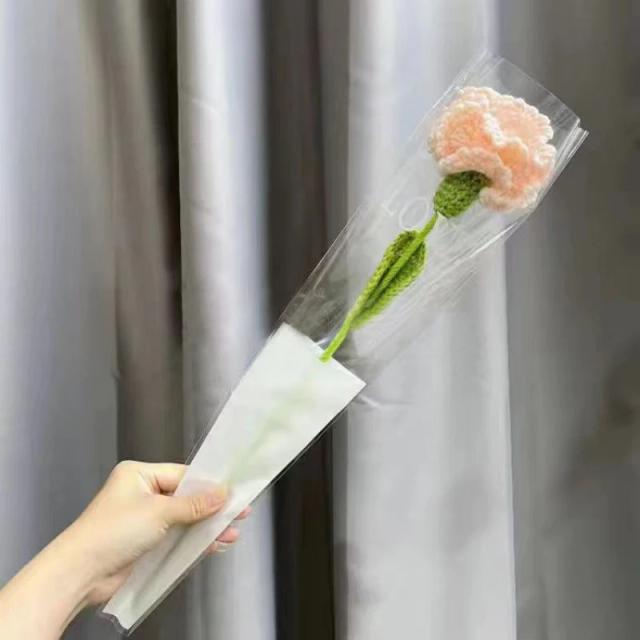 Arranjo de Flor de Cravo Artesanal com Embalagem em Lã e Crochê - Decoração de Casa 43cm, 1 Unidade