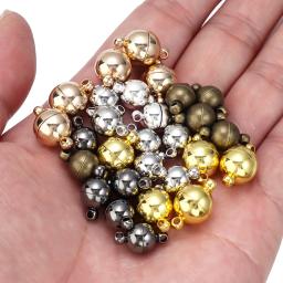Fechos Magnéticos De Cobre Para Fazer Jóias Forma De Bola, Conexão De Colar, Pulseira De Couro DIY, 5 Conjuntos, 6mm, 8mm, 10mm, 12mm, 14mm - Image 4