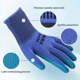 Luva protetora de látex estampada para homens, nylon flexível ou poliéster, material de segurança profissional, 1 par - Image 4