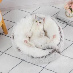 Cama rosquinha redonda para cachorro médio, cama de pelúcia para animais de estimação, cesta pequena, cestas de sofá, coxim grande, acessórios para gatos - Image 3