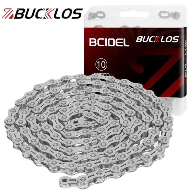 BUCKLOS Corrente de Bicicleta Ultraleve 10 Velocidades 116 Elos Aço Inoxidável
