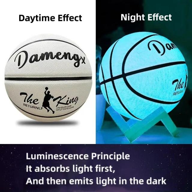 Bola de Basquete Fluorescente Luminosa com Luz Noturna e Alta Durabilidade, 7"