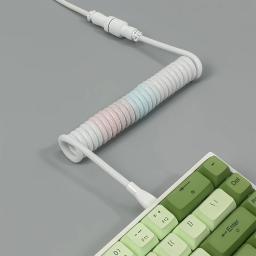 Tipo-c usb 1.8m teclado mecânico fio de cabo enrolado para acessórios espirais paracord do conector da aviação do teclado mecânico - Image 2