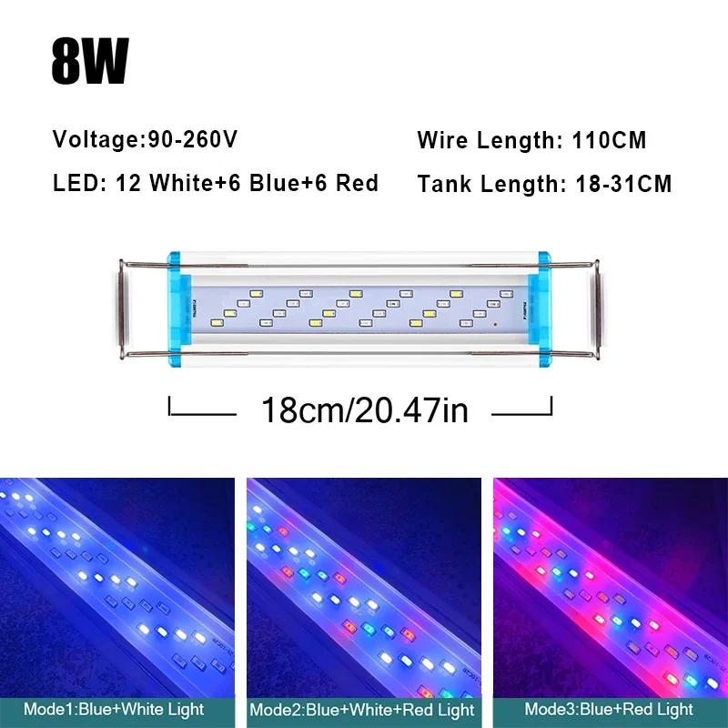 Super Slim LED Iluminação para Aquário, Rgb Aquatic Plant Light, extensível, clipe impermeável para aquário, 90-260V, luzes coloridas, 18-58cm - Image 1