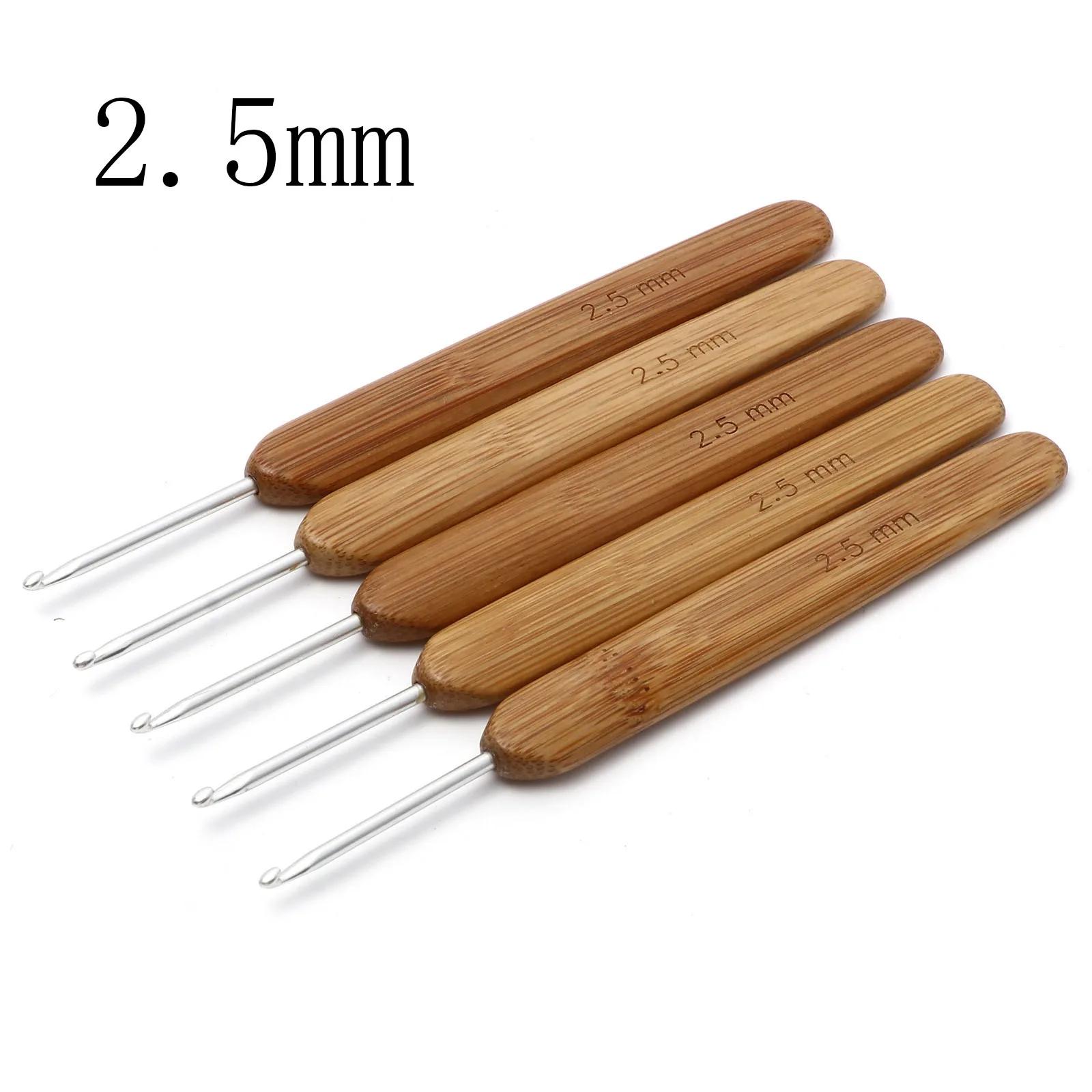 5pc bambu crochê ganchos agulhas prata cor alumínio ganchos de metal camisola agulha de tecelagem diy artesanato ferramenta de costura 13.5cm de comprimento - Image 1