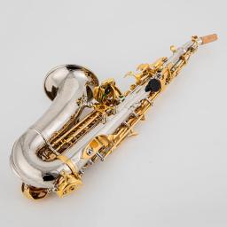 Saxofone soprano profissional, B sax plano, banhado a prata, uma chave dourada, novo, SC-9937, latão, instrumento de sopro - Image 4