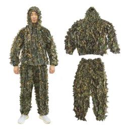 Terno de caça secreto para exterior, Ghillie Suit, Roupas de camuflagem, Folhas de treinamento na selva, Calças com capuz - Image 6