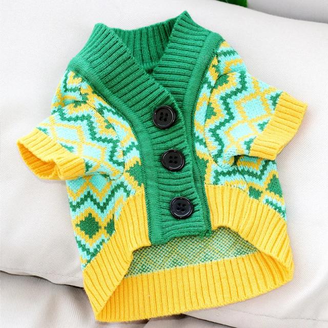 Cardigan Listrado Quente para Cães e Gatos, Moda Confortável para Inverno