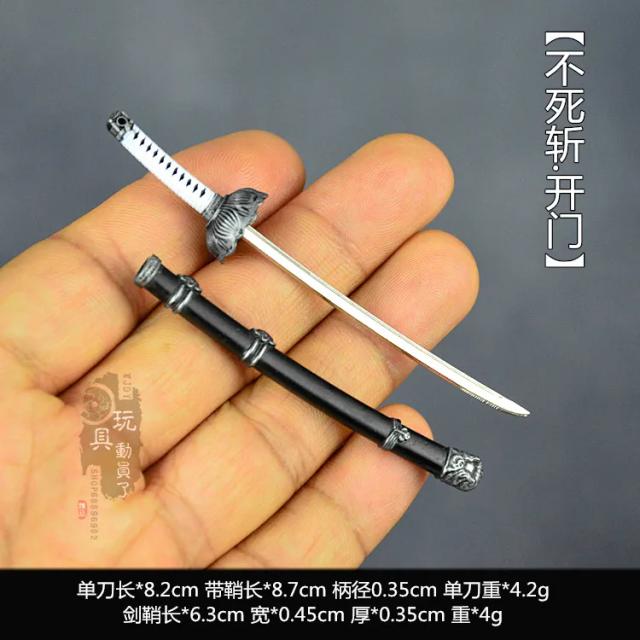 Mini Soldado Espada Miniatura com Faca Samurai e Acessórios de Cena, Arma Fria e Lâmina na Bainha - Action Figure em Escala 1:12, 6"