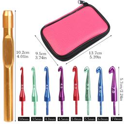 IMZAY Cabeça Ajustável Crochet Ganchos Set Agulhas De Tricô Kit de Ferramentas Aço Handle Com 8 Pcs Agulhas Substituíveis Cabeças - Image 2