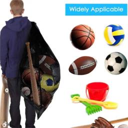 Grande saco de bola esportiva, saco de bolas de equipe de futebol de malha, saco de armazenamento de equipamento esportivo com cordão para pano de praia e artes de natação - Image 1