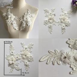 3D tridimensional flor decoração, pérola strass bordado, DIY vestuário artesanato suprimentos, preto e branco acessórios - Image 2