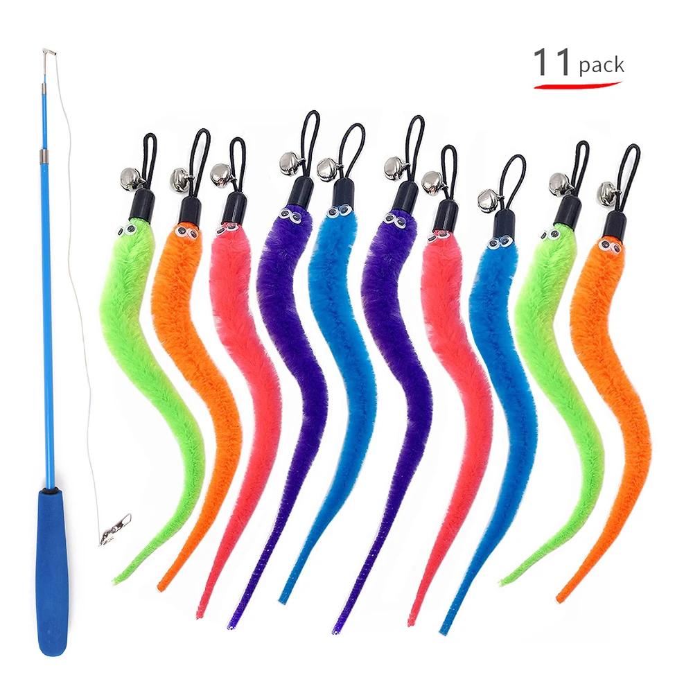 Brinquedos para gatos, ventosa, penas, varinha, brinquedo interativo para gatos, brinquedos retráteis, varinha de gato, recargas de provocador de penas com sinos - Image 1