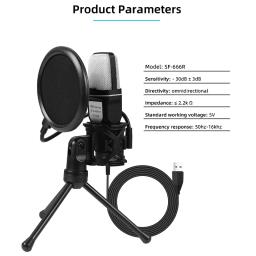 SF666R USB RGB Microfone, Microfone, Fio Condensador, Gaming Mic para Podcast, Gravação, Streaming de Estúdio, Laptop, Desktop, PC - Image 6