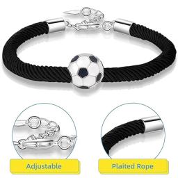 Futebol aço inoxidável colar e pulseira, futebol pingente, pingente pulseiras para os amantes, casal, filha, filho - Image 6