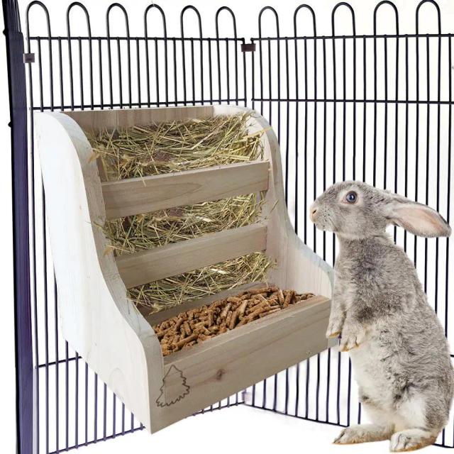 Suporte Compacto para Ração e Água de Hamsters, Chinchilas e Coelhos com Design Atraente em Mini Prateleira de Grama