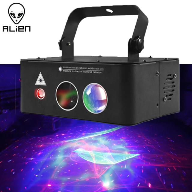 Projetor de Luz Laser Estelar Alien-RGB com Efeito de Ondas Aqua - Ideal para Festas, Férias, DJ, Natal e Bares
