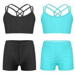 Trajes modernos de dança para meninas, colete sem mangas, tops com shorts, roupas dançantes de palco, roupas esportivas, balé e ginástica infantil - Image 2