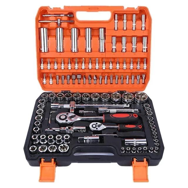 Kit Completo de Ferramentas Mistas com 108 Peças para Motocicletas e Bicicletas - Chaves, Soquetes e Catracas Multifuncionais