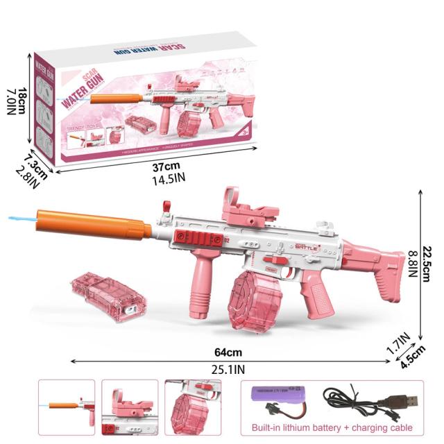 Pistola Elétrica SCAR M416 para Crianças - Brinquedo de Tiro ao Ar Livre, Jogo de Praia e Presentes de Verão
