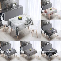 Toalha De Mesa De Padrão De Impressão De Mármore, Capa Retangular Para A Festa, Resistente A Manchas, Decoração De Casa - Image 1