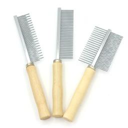 Pente De Gato De Aço Inoxidável Com Cabo De Madeira, Escova De Cabelo Pet, Removedor Suave, Dentes Alto E Baixo, Produtos De Beleza - Image 4