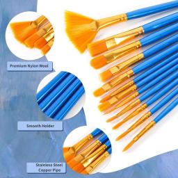 Conjunto De Pincéis De Tinta Acrílica, Cabeça De Escova De Nylon Aquarela, Pintura A óleo, Guache, 5 Pacotes, 60Pcs - Image 2
