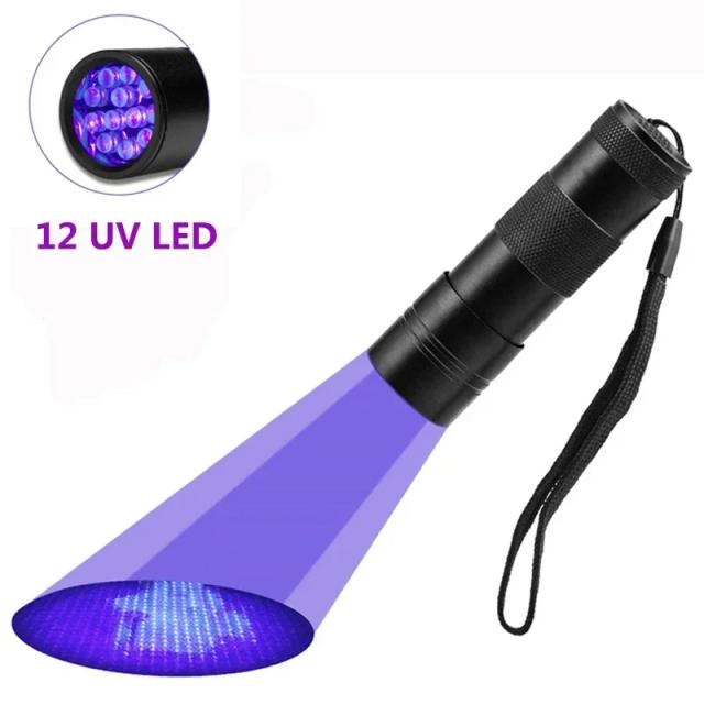Lanterna UV Portátil LED para Detecção de Manchas de Urina de Cães, Baratas e Outros, Luz Negra 395 nm