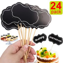 24 pçs bolo topper cartão de papel bandeira inserções sobremesa presente restaurante marca preço etiqueta mensagem cartões de memorando decoração de festa em casa - Image 1