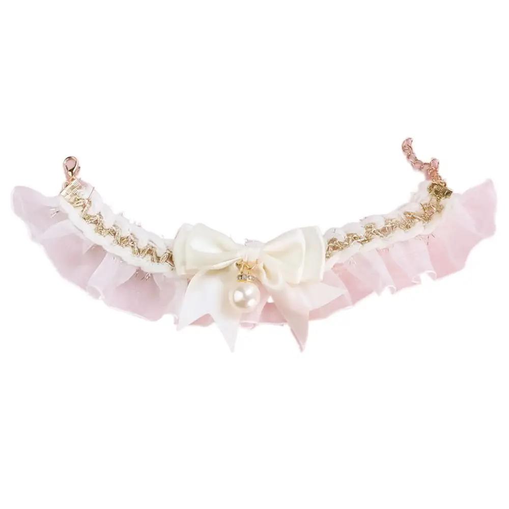 Colar de pérolas de laço bowknot para cachorro, colar bonito, decoração de pescoço doce, gravata de cachorro, babadores para gatinhos, pet suprimentos, preto, nova moda - Image 1