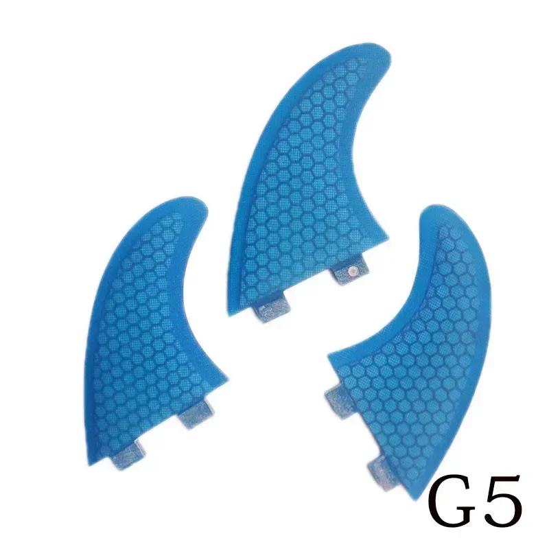 Prancha BiLong FCS Fins, Twin Tri Fin Um Conjunto, Tamanho G5, Desempenho De Fibra De Vidro, Núcleo Com Carbono, Tamanho M, Quilhas Surf Fin - Image 1