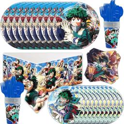 Novo kit de decorações de aniversário My Hero Academia, balões, suprimentos para festa, talheres descartáveis, copo, guardanapo, decoração de quarto  - Image 1