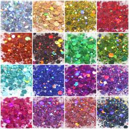 Sparkly Laser Color Nail Glitter Decor, Chunky Iridescente Nail Art Acessórios, Manicure Decoração Polonês, Mixed Size Hexagon, 4g - Image 6