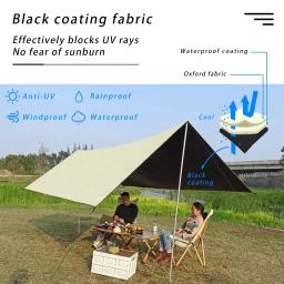 Impermeável preto revestido Tarp tela, sombra membrana, Camping Tarp, abrigo ao ar livre, pára-sol Flysheet, toldo Shelter, 3x5, 3x4m, 3x3m - Image 2
