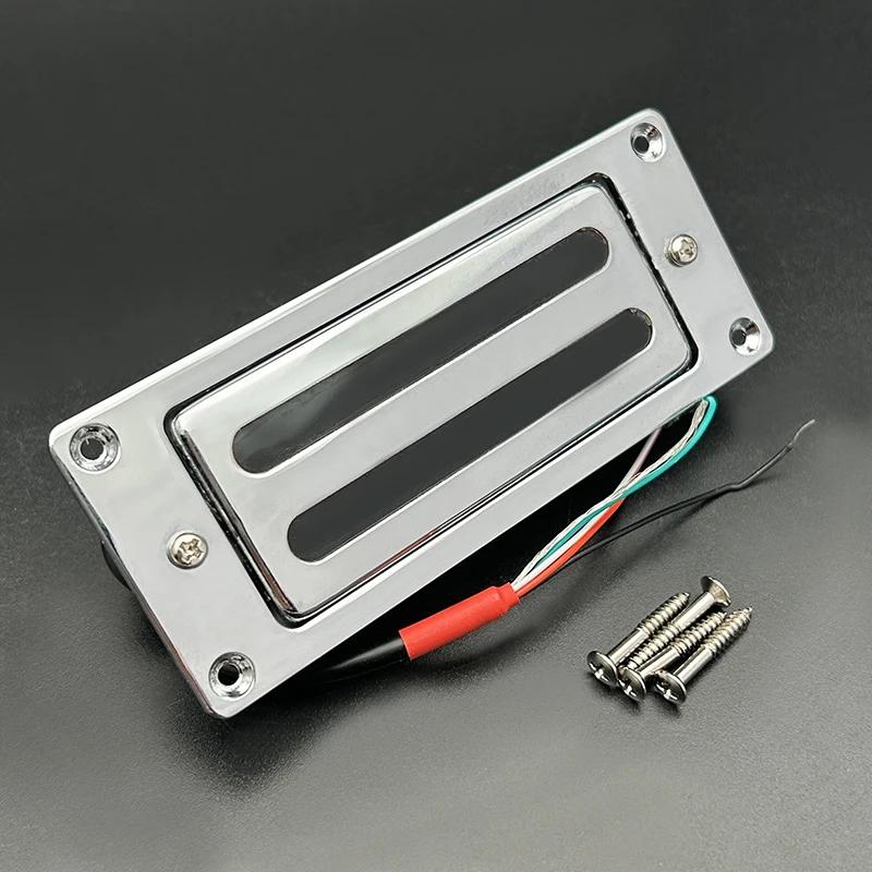 Mini Brass Humbucker Capa Com Quadro, Cable Coil Splitting, 9K, 68x29mm, 4 Cabos, Pickup Peças, Cromo - Image 1