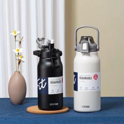 Garrafa de água térmica de grande capacidade com palha, garrafa térmica de aço inoxidável, copo frio e quente do esporte, 1300ml - Image 5