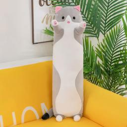 Almofada infantil de pelúcia, almofada de assento decorativa fofa de gato que dorme longa para envio - Image 4